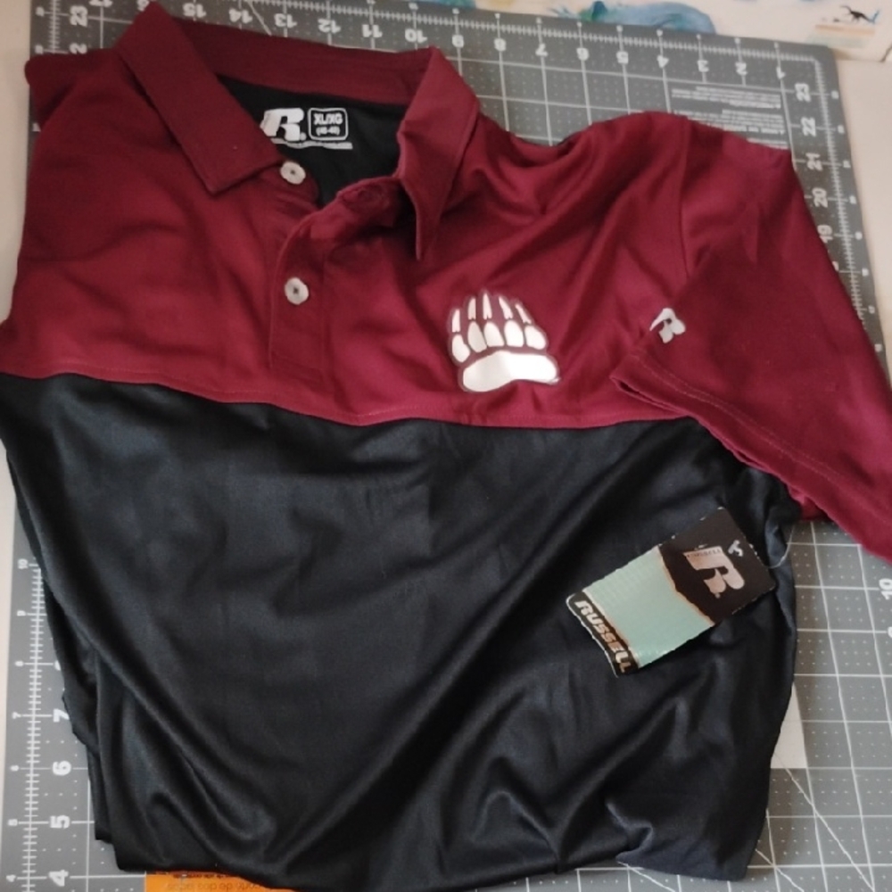 Russell Athletic UMT Griz Men's Polo in Burgundy and Black